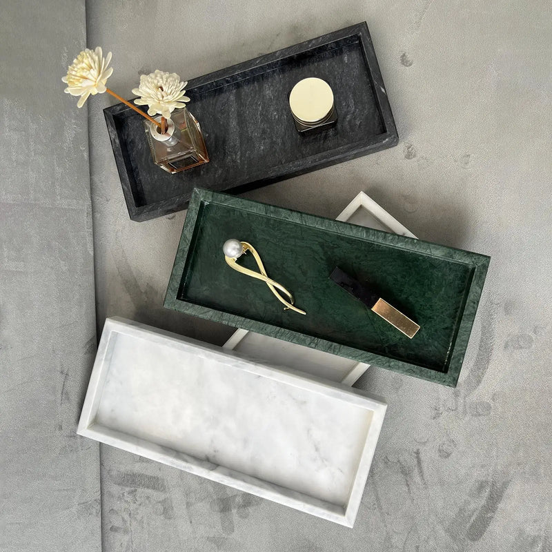Marble Stone Serving Tray Lotion Cosmetics Jewelry Organizer Marble Elegant Jewelry Tray for Club Dresser Office Kitchen Home