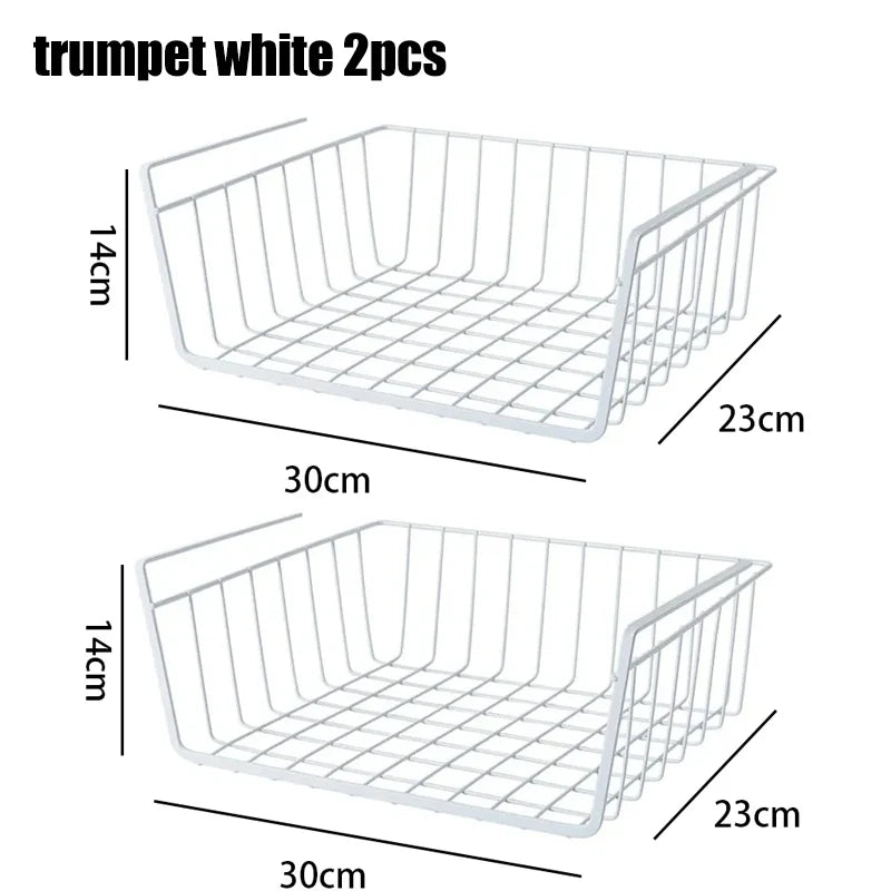 Multi Functional Perforated Kitchen Bathroom Storage Hanging Basket Storage Rack Iron Bottom Hanging Basket Hanging Wire Basket