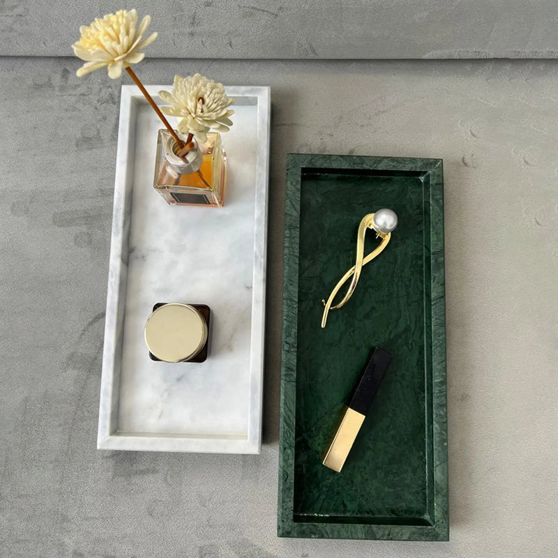 Marble Stone Serving Tray Lotion Cosmetics Jewelry Organizer Marble Elegant Jewelry Tray for Club Dresser Office Kitchen Home