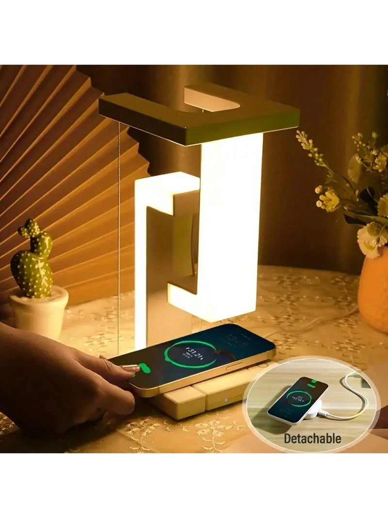 Wireless charging LED desk lamp, can be used as a wireless charger for mobile phones, adjustable brightness, suitable for bedroo