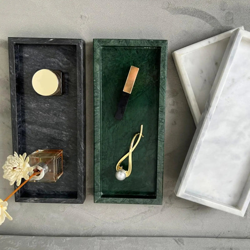 Marble Stone Serving Tray Lotion Cosmetics Jewelry Organizer Marble Elegant Jewelry Tray for Club Dresser Office Kitchen Home
