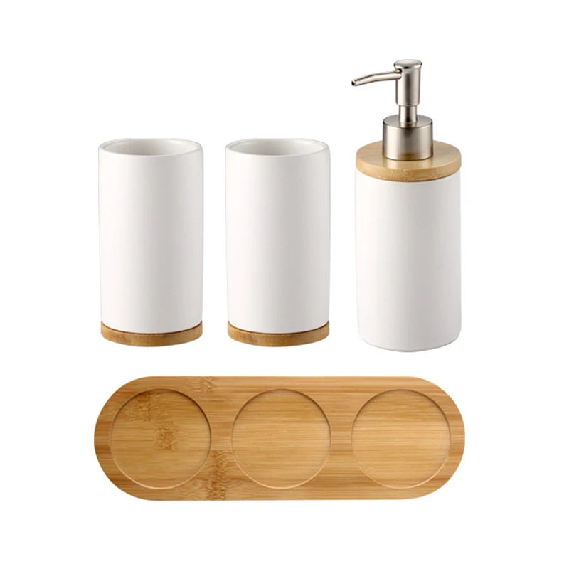 UNTIOR 3PCS Ceramic Bathroom Accessories Set Fashion Soap Dispenser Toothbrush Holder Tumbler Ceramic Household Bathroom Product