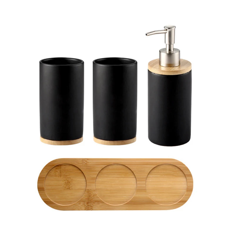 UNTIOR 3PCS Ceramic Bathroom Accessories Set Fashion Soap Dispenser Toothbrush Holder Tumbler Ceramic Household Bathroom Product