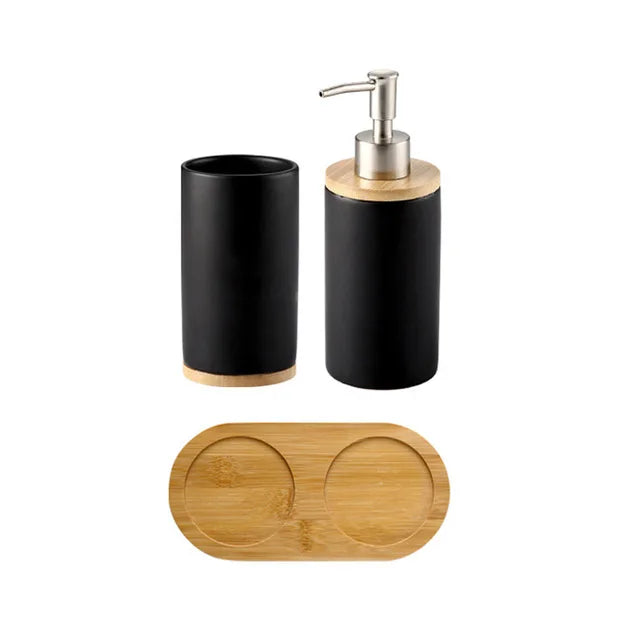 UNTIOR 3PCS Ceramic Bathroom Accessories Set Fashion Soap Dispenser Toothbrush Holder Tumbler Ceramic Household Bathroom Product