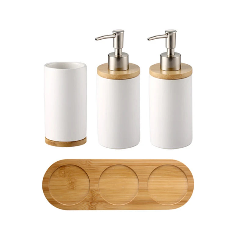 UNTIOR 3PCS Ceramic Bathroom Accessories Set Fashion Soap Dispenser Toothbrush Holder Tumbler Ceramic Household Bathroom Product