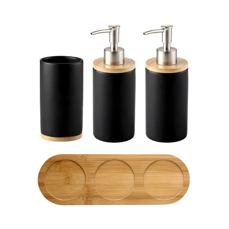 UNTIOR 3PCS Ceramic Bathroom Accessories Set Fashion Soap Dispenser Toothbrush Holder Tumbler Ceramic Household Bathroom Product