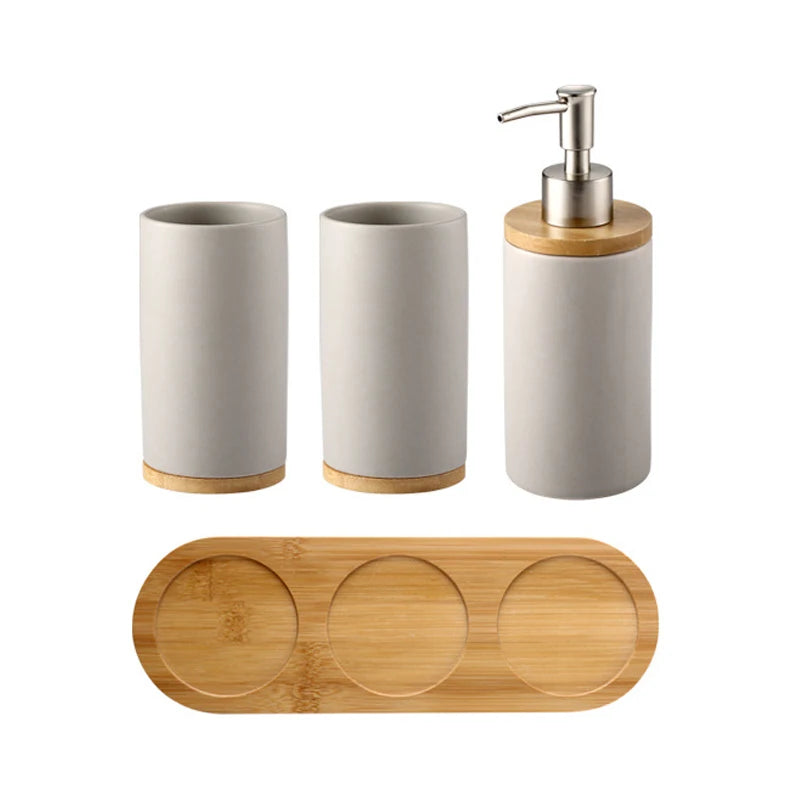 UNTIOR 3PCS Ceramic Bathroom Accessories Set Fashion Soap Dispenser Toothbrush Holder Tumbler Ceramic Household Bathroom Product