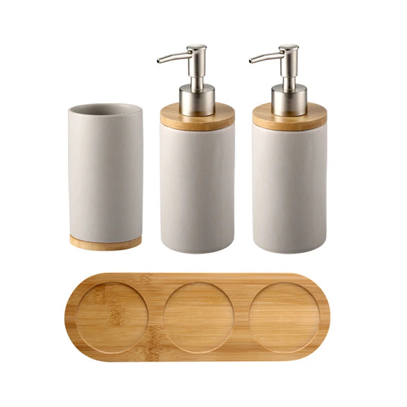 UNTIOR 3PCS Ceramic Bathroom Accessories Set Fashion Soap Dispenser Toothbrush Holder Tumbler Ceramic Household Bathroom Product