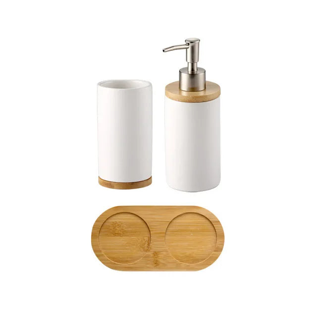 UNTIOR 3PCS Ceramic Bathroom Accessories Set Fashion Soap Dispenser Toothbrush Holder Tumbler Ceramic Household Bathroom Product