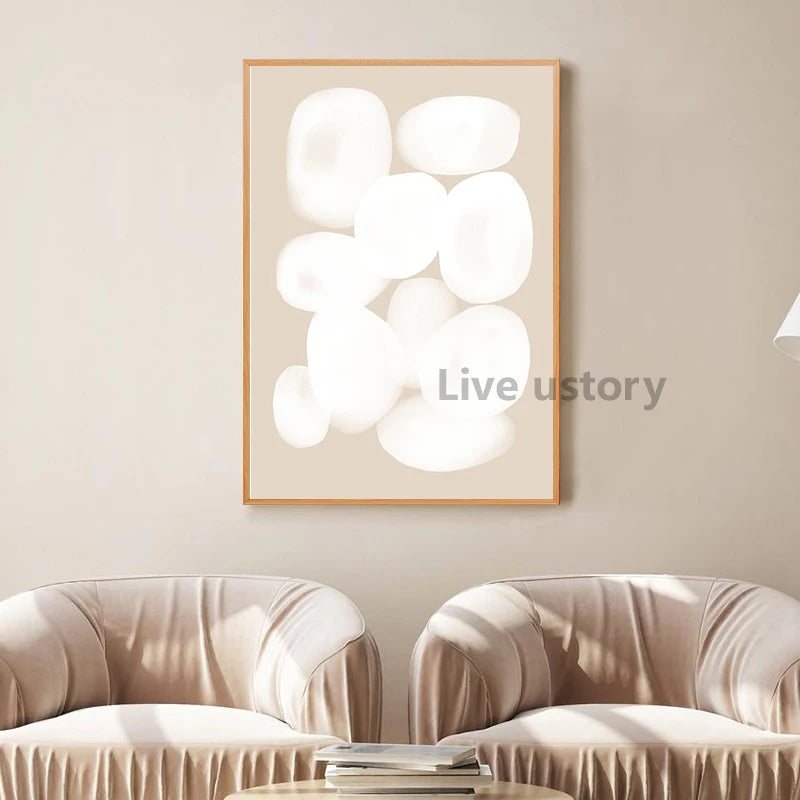 Earth Tone Abstract Geometry Canvas Painting Beige Gray Neutral Color Poster Wall Pictures Boho Wall Art Print Living Room Decor