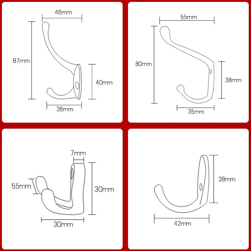 KAK Vintage Hangers Hook Zinc Alloy Wall Hook Bronze Cloth Coat Bag Hat Hanging Hooks Bathroom Kitchen Anitque Racks with screws