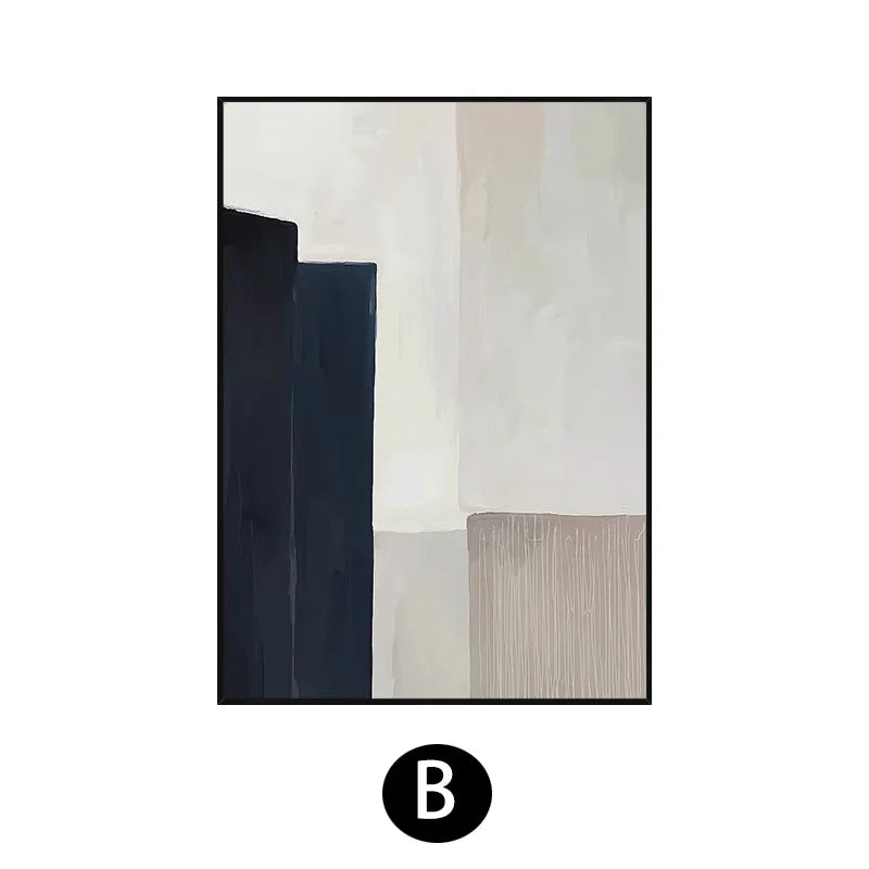 Oil Painting Hand-painted Black and White Minimalist Geometric Living Room Wall Decorative Painting Abstract Hanging Paintings