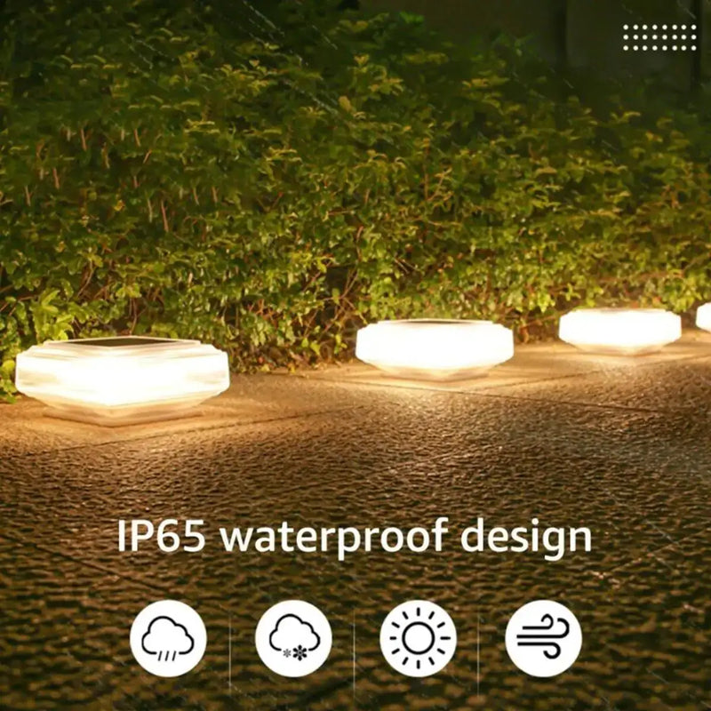 Led Solar Post Light Warm Pillar Lamp Rechargeable Outdoor Powered Drop Floor Landscape Garden The For Lawn Batteries Decoration