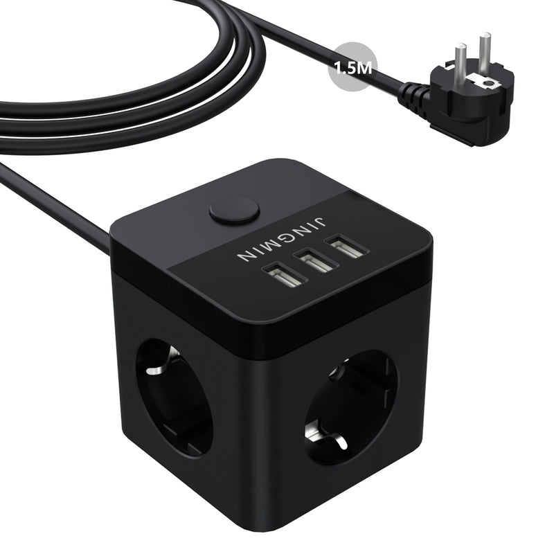 Power Adapter with 3 AC Outlets 3 USB Ports 1.5M Extension Cable Multi Electrical Socket Power Strip with Switch For Home Office