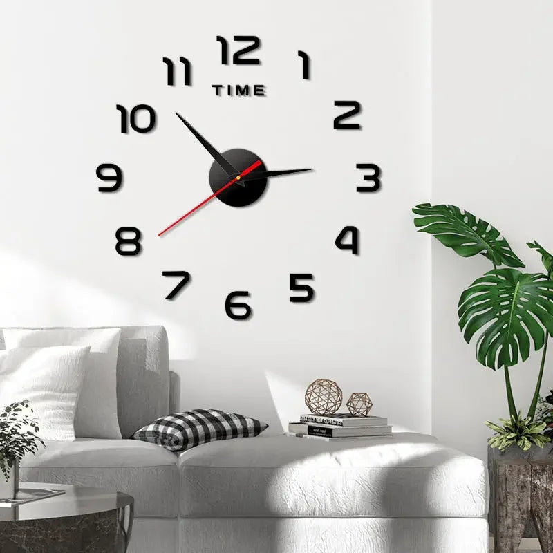 Creative 3D Digit Wall Clock DIY Acrylic Silent Digital Clock Mirror Wall Stickers for Living Room Bedroom Kitchen Decoration