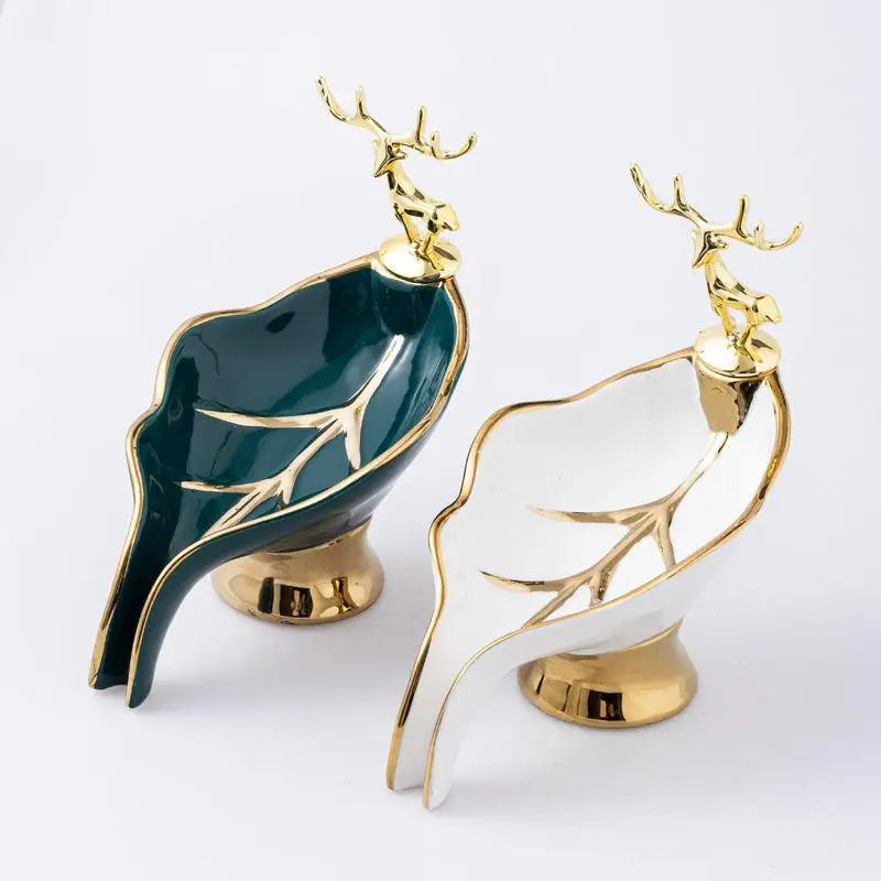 New Light Luxury Style Creative Portable Leaf Soap Holder Bathroom Household Ceramics Drain Soap Rack Soap Dish Tray