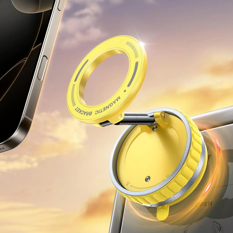 Suporte magnético a vácuo para telefone, suporte para telefone com ventosa Magsafe, suporte magnético ajustável em 360 °, dobrável em tamanho de bolso