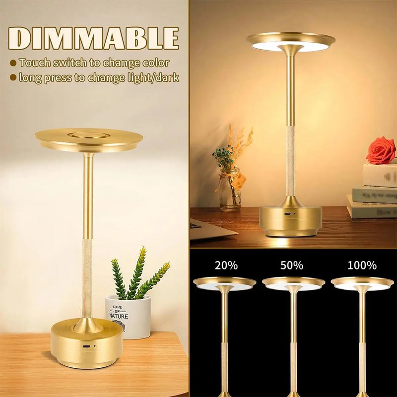 3 Color Table Lamp Golden Black Led Silver Dimming Rechargeable With Touch Control Lamps Touch Usb Usbc For Bedroom Desk Bedside