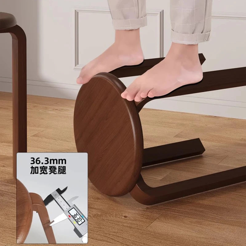 Japanese Solid Wood Dining Stool Stackable Restaurant Upholstered Bench Simple Modern Living Room Stool Restaurant Furniture FYD