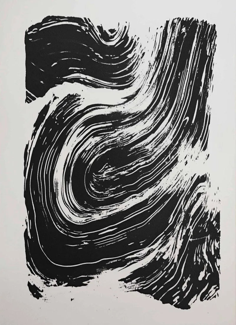 Abstract Black And White Flowing Lines Ink Landscape Minimalist Poster Print Wall Art Pictures Canvas Painting Room Home Decor