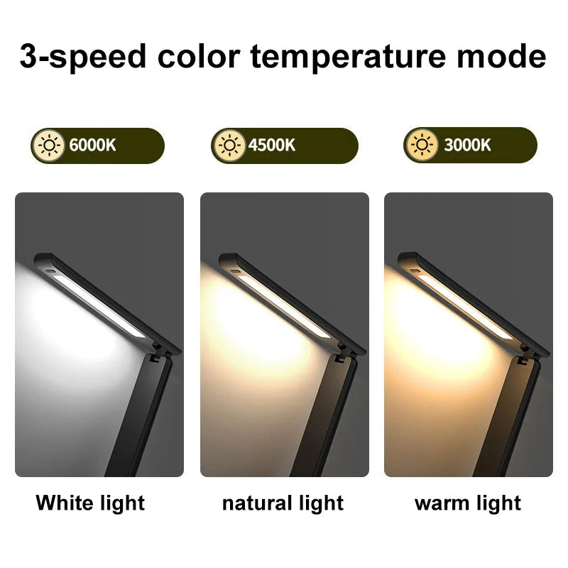 Multifunction LED Desk Lamp with Wireless Charger Digital Clock  Alarm USB 3 Colors Dimmable Study Light for Office Bedroom
