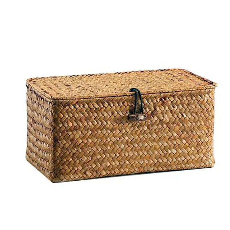 Wicker Storage Basket Woven Rattan Storage Laundry Basket  Toy Books Storage Basket With Lid Muitifountional Convenient storage