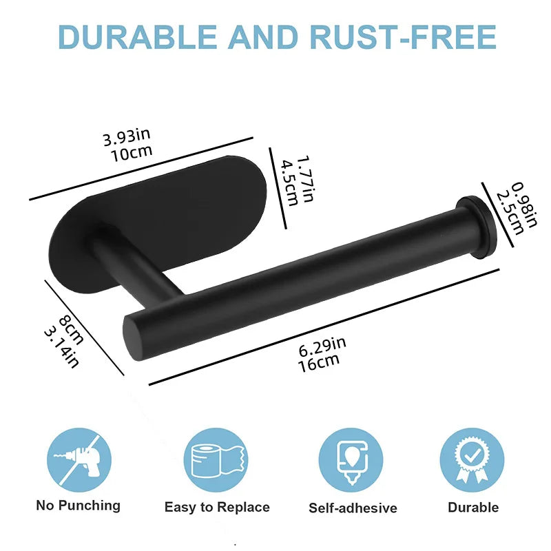 Stainless Steel Toilet Paper Holder Tissue Hanger Adhesive Toilet Paper Stand Paper Towels Holder Waterproof Bathroom Accessory