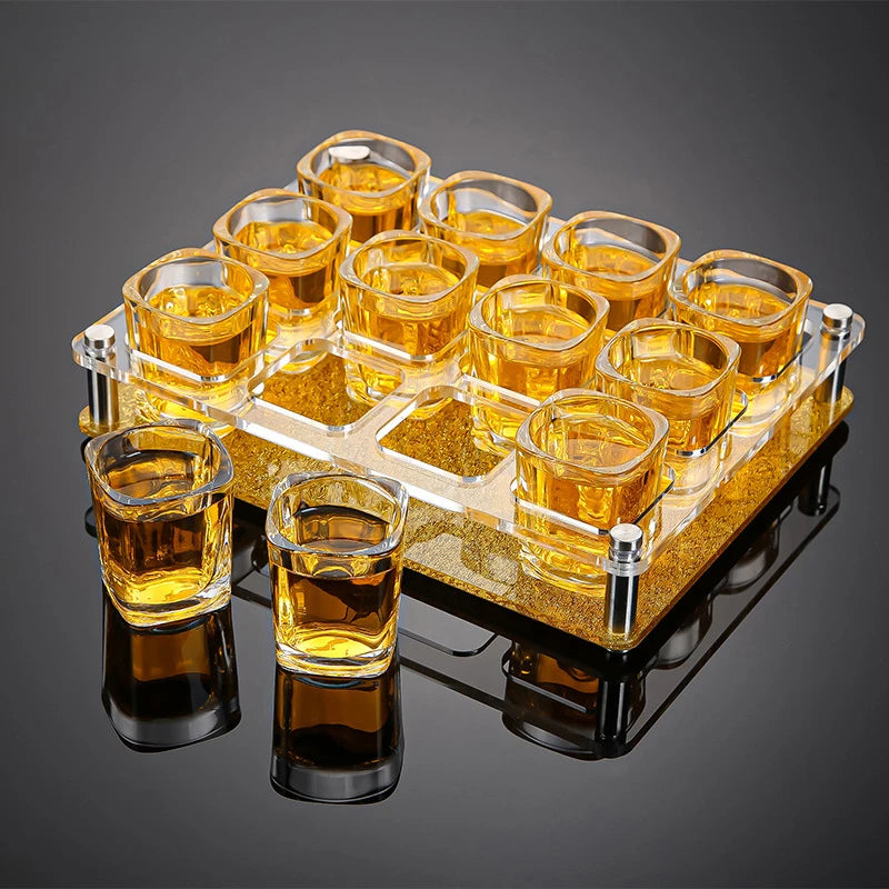 12pcs Set Wine Glass Shot Glass Whiskey Cups Set Creative Drinkware Gifts for Housewarming Party Wedding Anniversary Transparent