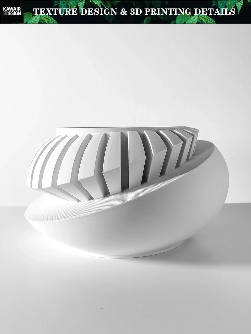 Modern Minimalist 3D Printed Plant Pot – Biodegradable Flower Planter for Home Decor, Eco-Friendly Sustainable Gift (Luxar)