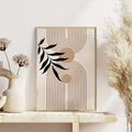 3pcs Modern Wall Art Boho Gallery,Mid Century Modern Prints,Neutral Art Boho Brown Geometric Black Leaves Canvas Print,No Frame