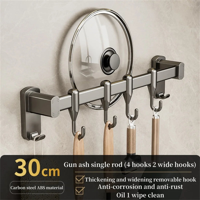 Kitchen Hook Punch-free Hanging Rod Spovel Hanger Row Hook Multifunctional Wall-mounted Storage Knife Holter