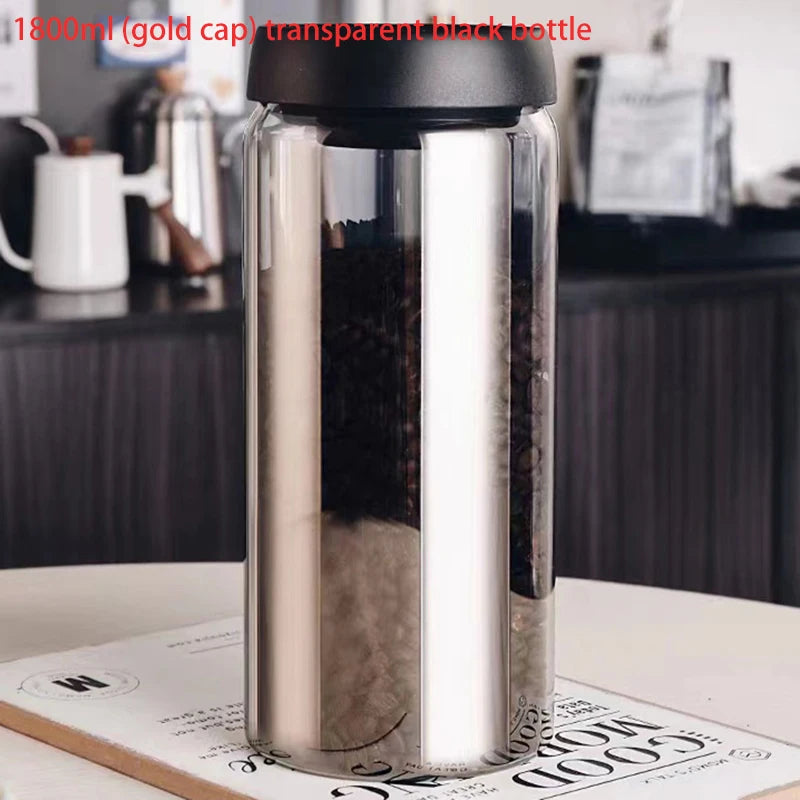 Vacuum Sealed Tank Coffee Bean Glass Sealed Jar Household Moisture-proof Air Extraction Airtight Container Coffee Set