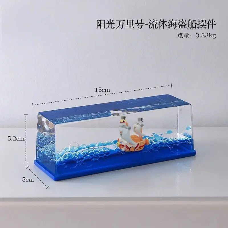 One Piece Going Merry Pirate Ship Fluid Liquid Thousand Sunny Ship Floating Boat Drift Barcos Living Room Decorations Gifts ﻿