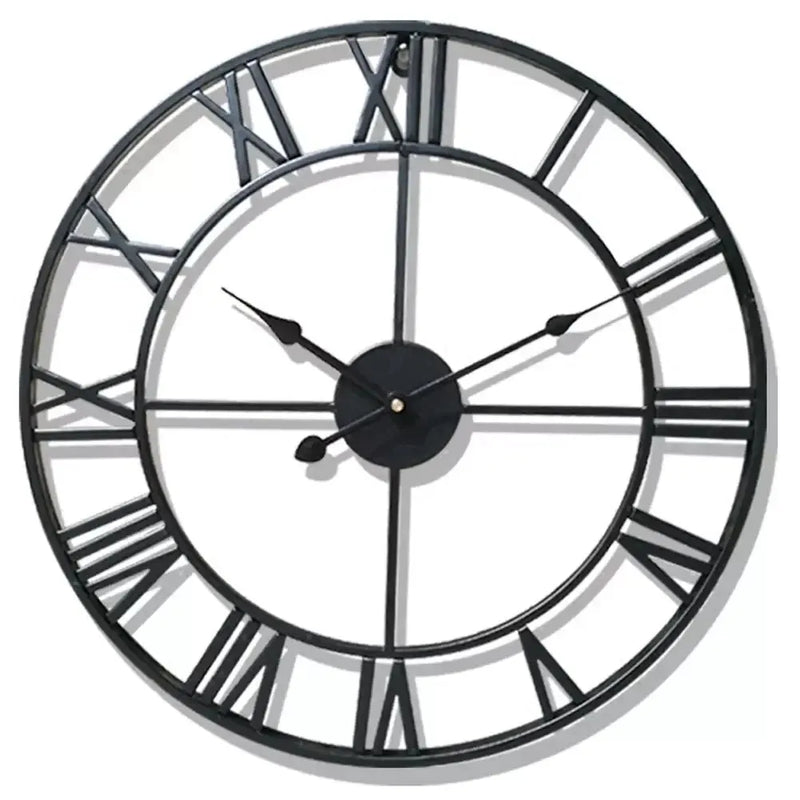 Modern 3D Large Wall Clocks Roman Numerals Retro Round Metal Iron Accurate Silent Nordic Hanging Ornament Living Room Decoration