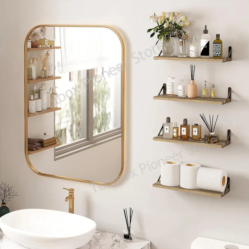 Wooden Wall Shelves Solid Wood Wall Hanging Floating Storage Shelf Bathroom Accessories Simple Design Shelves for Wall shelf