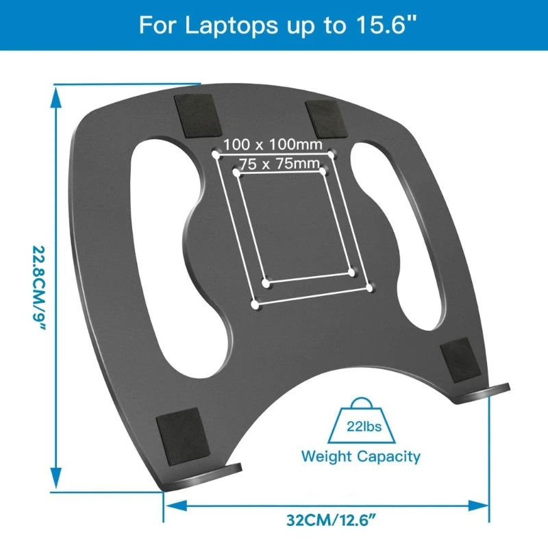 Laptop Attachment DML1 | SILVER Desk Mount Support Tray for Laptop/Tablet/MacBooks | VESA 75/100 | 8kg Capacity