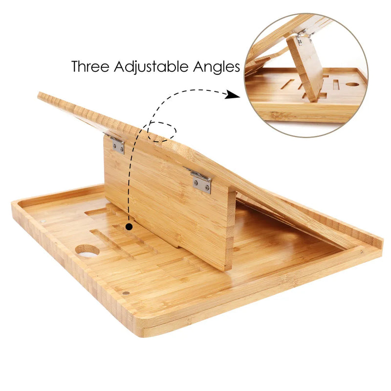 Bamboo Foldable Table Stand Holder Adjustable Notebook Tablet Desk Bed Heat Dissipation Mount for Netbook