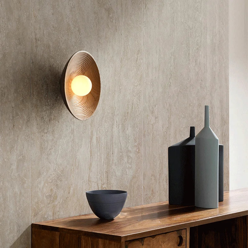 YEBMLP Postmodern Retro Wooden Wall Lamp Silent Meditation Porch Wall Light Indoor Decor LED Light Study Room Teahouse Wall Lamp