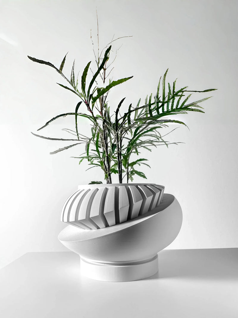 Modern Minimalist 3D Printed Plant Pot – Biodegradable Flower Planter for Home Decor, Eco-Friendly Sustainable Gift (Luxar)