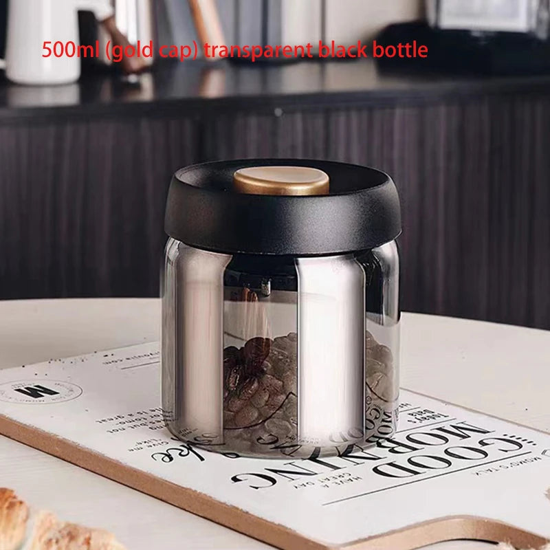 Vacuum Sealed Tank Coffee Bean Glass Sealed Jar Household Moisture-proof Air Extraction Airtight Container Coffee Set