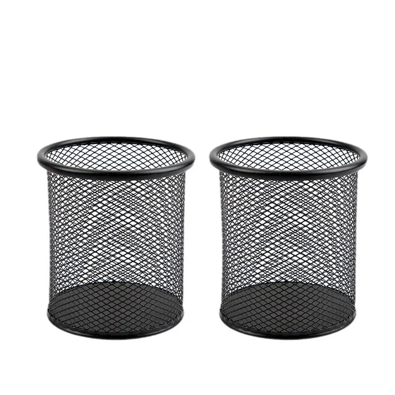 Circular Grid Metal Pen Holder, Multifunctional Creative and Simple Storage Box for Student Office Desktops