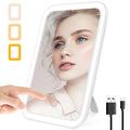 Folding Travel Mirror with 80 LEDs Ultra Thin Makeup Mirror Dimmable Touch Screen USB Rechargeable Portable for Makeup