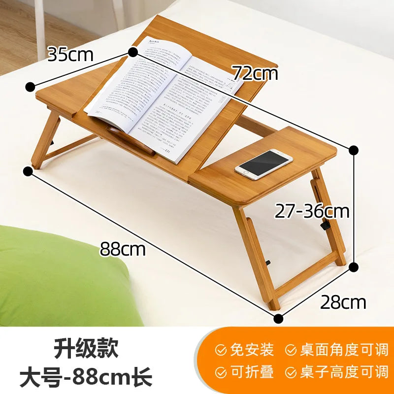 Adjustable Bamboo Laptop Stand ,Collapsible Computer Desk with Foldable Legs, Mini Desk for Sofa Bed, Home Working Table