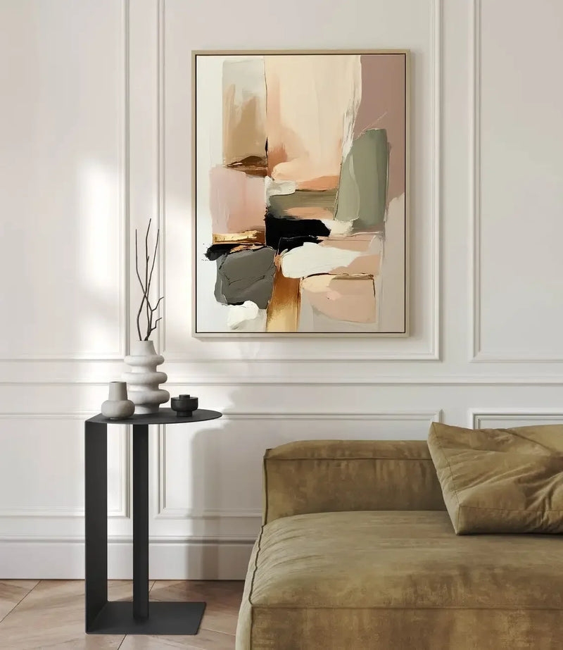Large Canvas Black Beige Abstract Hand Painted Painting Minimalist Textured Wall Art Handmade Canvas Painting Living Room Decor