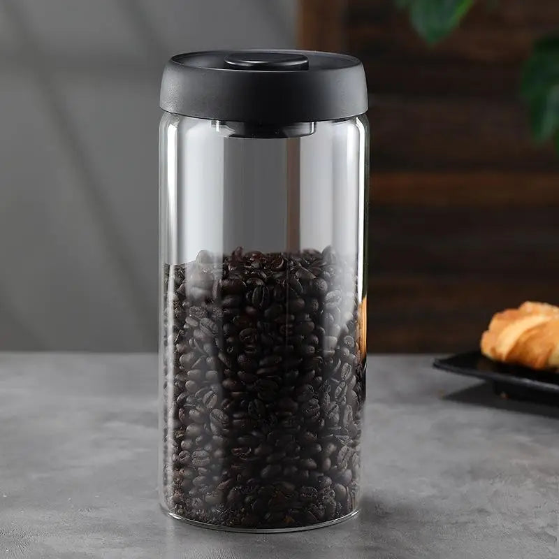 Vacuum Sealed Tank Coffee Bean Glass Sealed Jar Household Moisture-proof Air Extraction Airtight Container Coffee Set