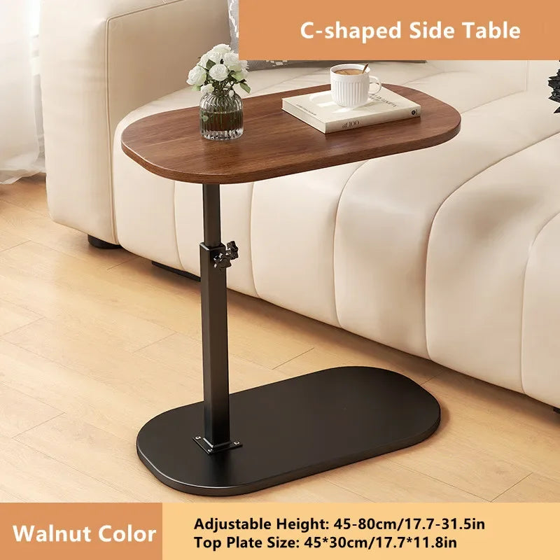 C Shaped Side Table Multifunctional Foldable Bedside Table Tea Table for Home and Office Height Adjustable Sofa Bed End Table