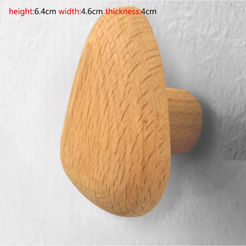 Pebble shaped Wall Mounted Coat Hook Natural Wood Clothes Hanger Decorative Key Hat Scarf Handbag Storage Hanger Bathroom Rack