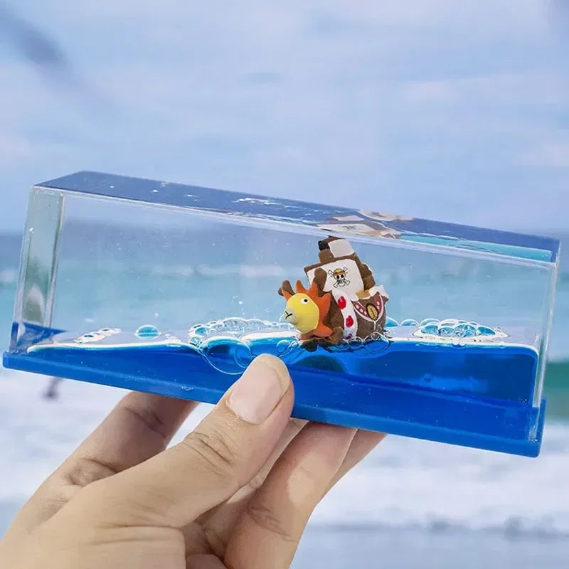 One Piece Going Merry Pirate Ship Fluid Liquid Thousand Sunny Ship Floating Boat Drift Barcos Living Room Decorations Gifts ﻿