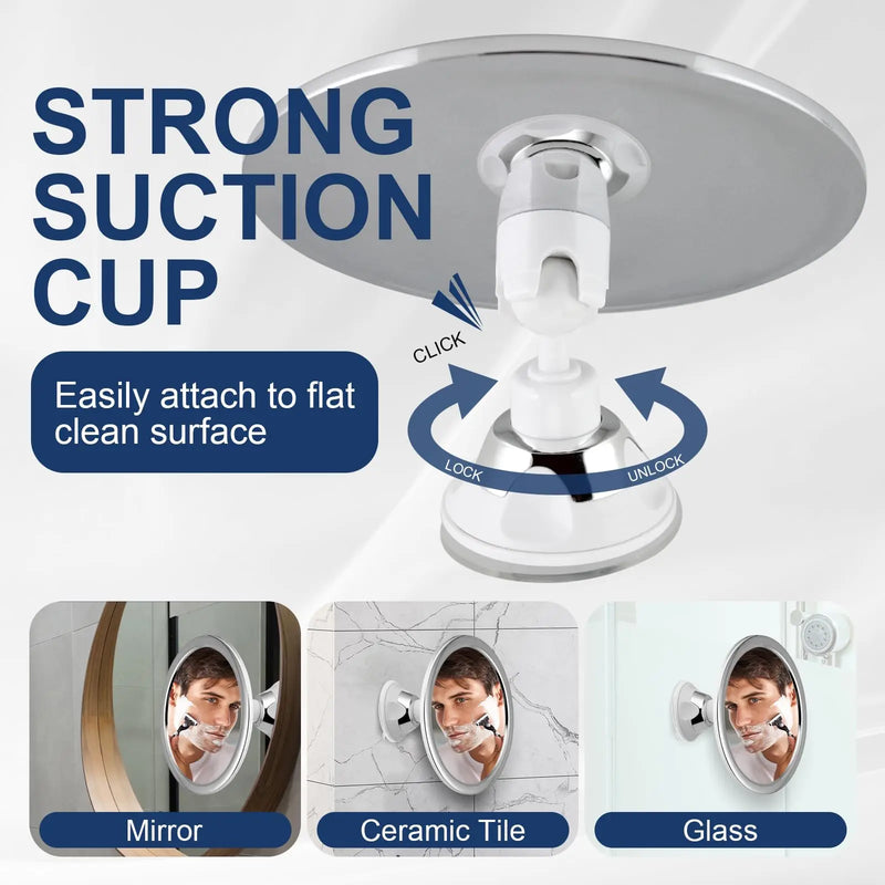 360° Rotatable Shower Mirror Bathroom Fogless Makeup Mirror With Holder Suction Cup Anti-Fog Mirror for Shaving Makeup Showering