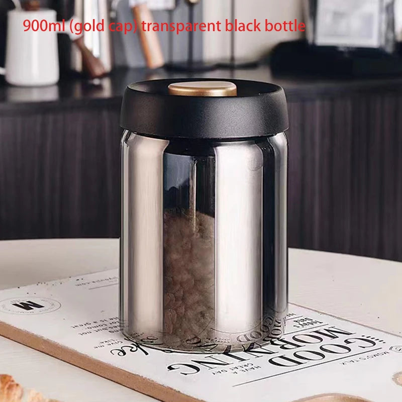 Vacuum Sealed Tank Coffee Bean Glass Sealed Jar Household Moisture-proof Air Extraction Airtight Container Coffee Set